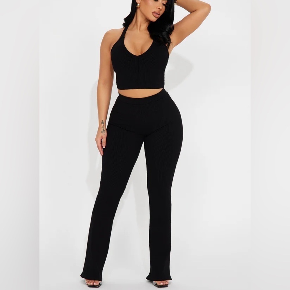 Fashion Nova Eliana Snatched/Sculpting Set in Black | Tank+Pants Size S | NEW